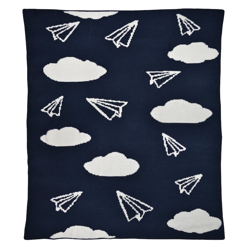 Hello Spud Chenille Paper Airplanes Blanket - 40"x30"