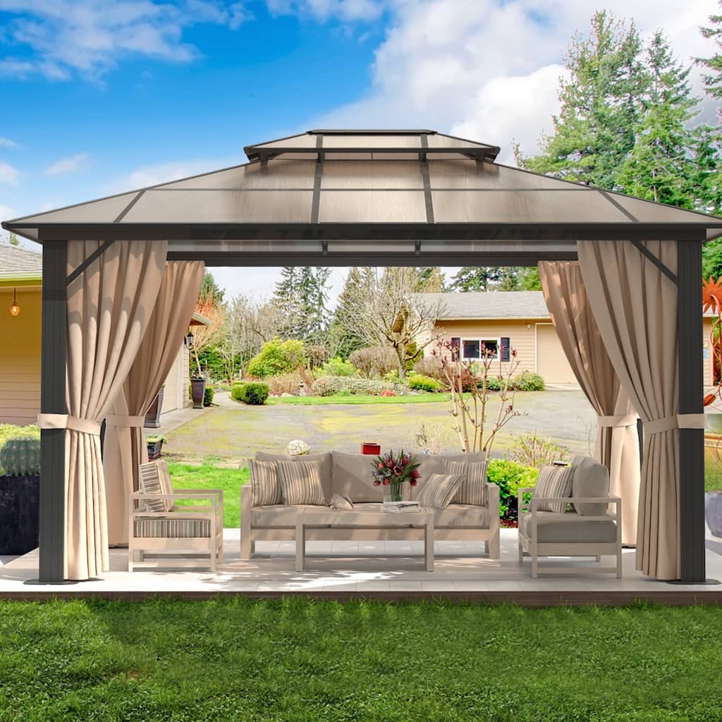10×12FT Double layer Gazebo Outdoor Double Roof