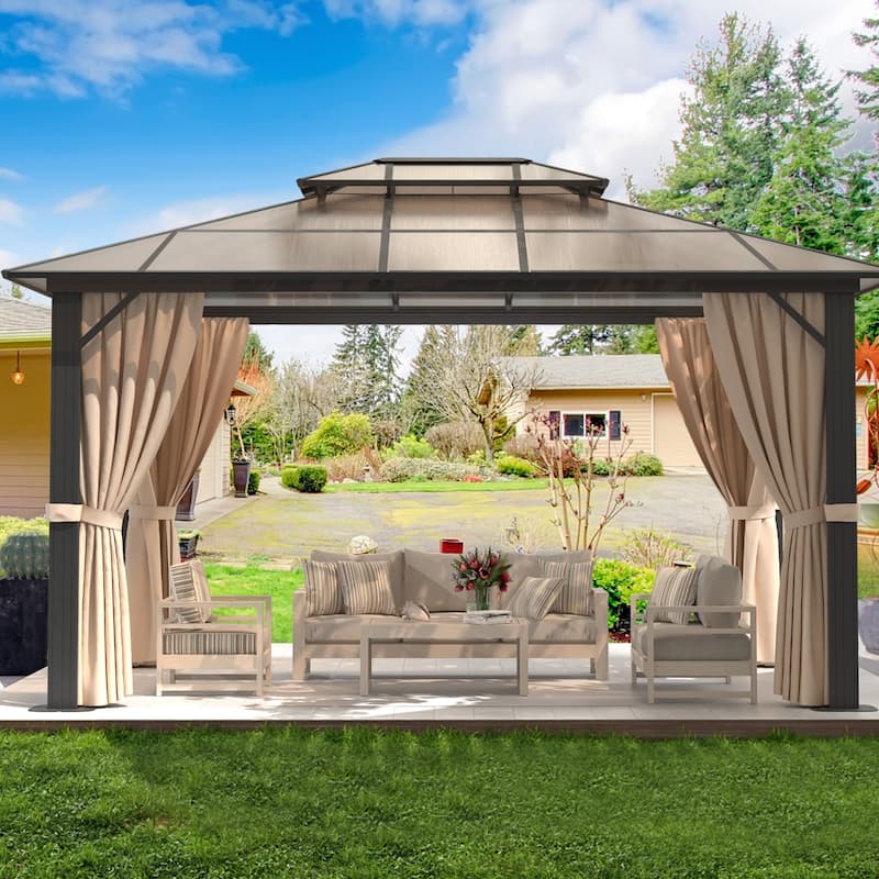 10×12FT Double layer Gazebo Outdoor Double Roof - 10x12 FT