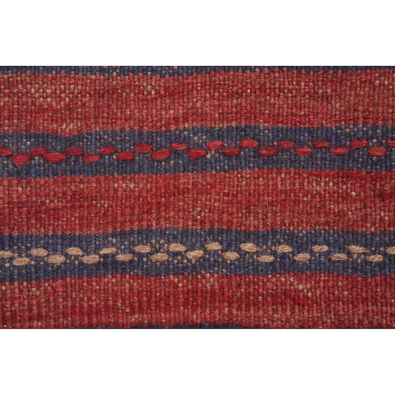 Hand Knotted Oriental 100% Wool Carpet Traditional Tribal Navy Blue & Blues Balouch Runner Rug - 7' 10'' X 1' 11''