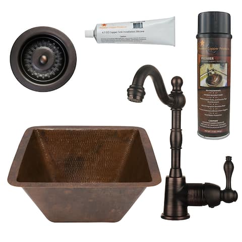 Premier Copper Products Bar Sink, Faucet and Strainer Drain Package