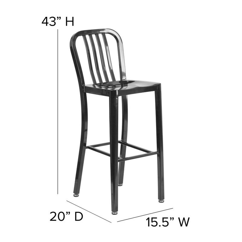 30'' High Metal Indoor-Outdoor Barstool with Vertical Slat Back