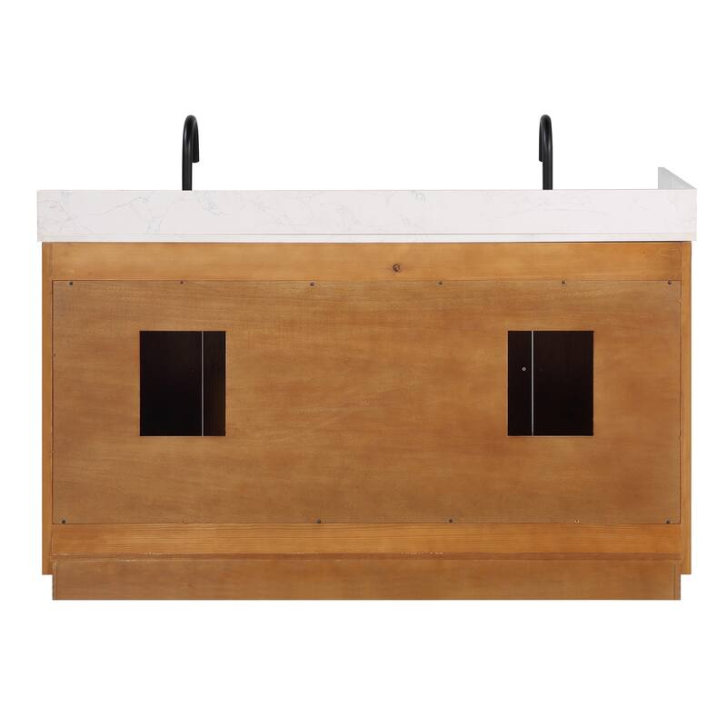 Altair Gavino Bath Vanity with Grain White Composite Stone Top and Mirror