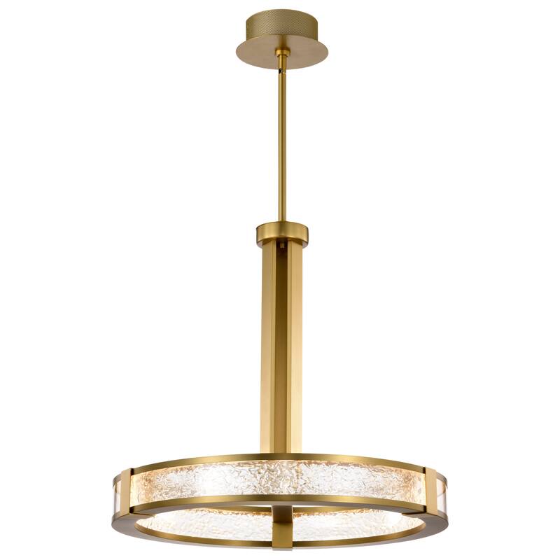 Darrow 24 Inch LED Pendant Vintage Brass Textured Acrylic Panels - Vintage Brass