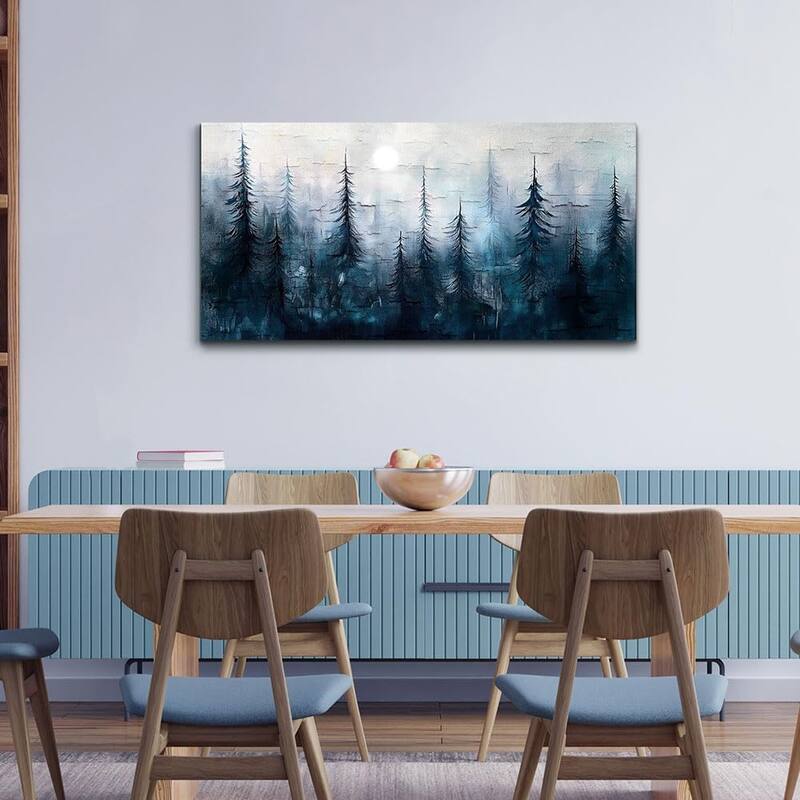 Modern Abstract Foggy Forest Landscape Prints Artwork