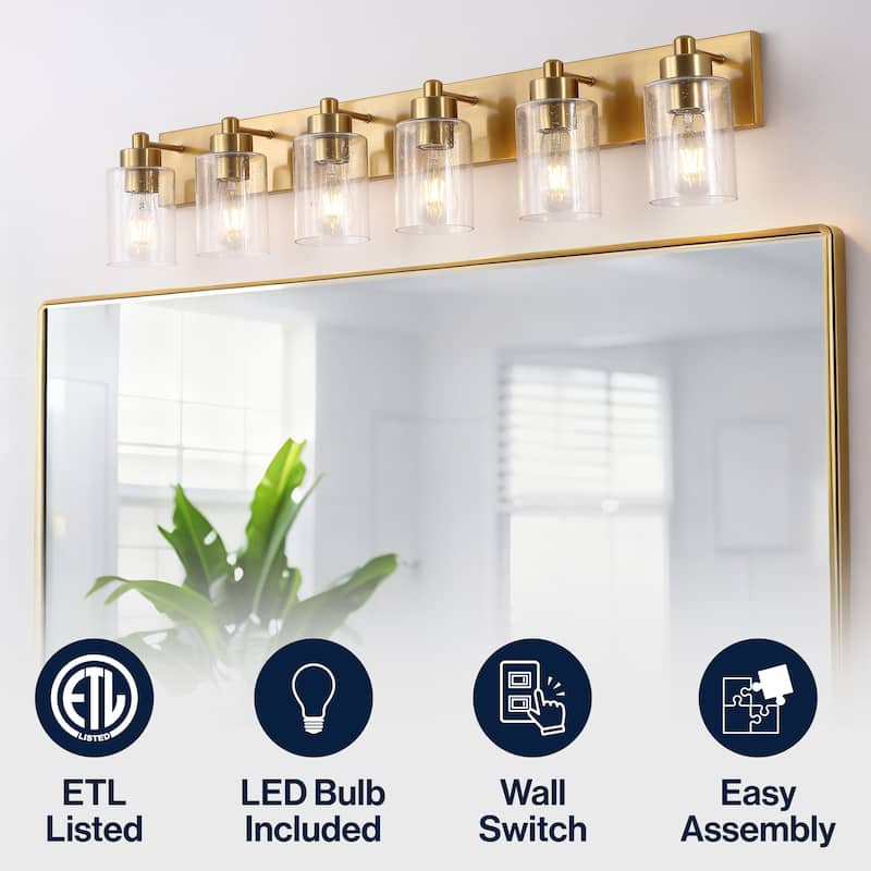 Lydia Seeded Glass/Iron LED Vanity Light, by JONATHAN Y