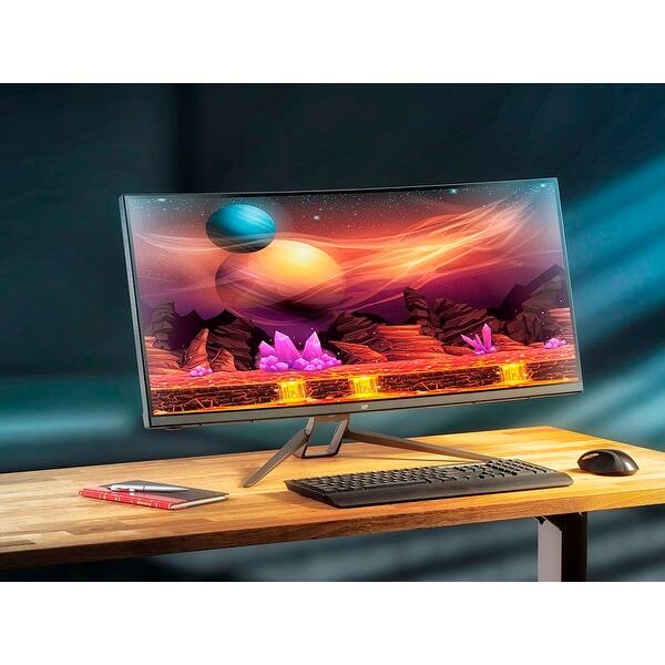 Monoprice Mp 35 Zero G Curved Ultrawide Uwqhd Gaming Monitor Freesync 21 9 2 0 100hz Overstock 21538235