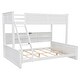 preview thumbnail 5 of 25, Wood Twin XL over Queen Bunk Bed with Shelves, Storage Cabinets, USB Ports, Bunk Bed Frame w/Slats Support, No Box Spring Needed