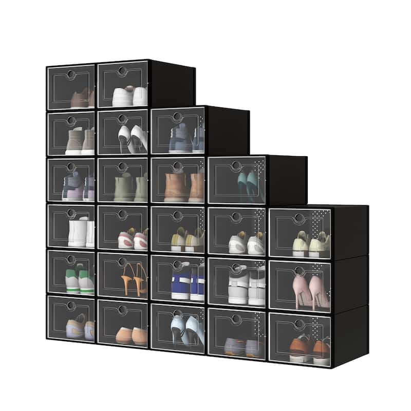XL Shoe Storage Box Set of 12 Shoe Storage Organizers Stackable Shoe Storage Box Rack Containers Drawers