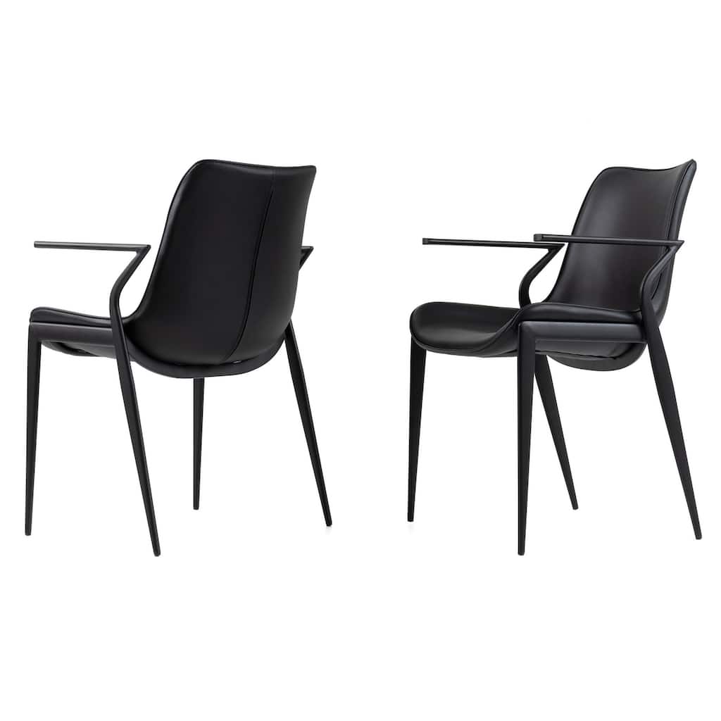 Modrest Osprey Modern Black Vegan Leather Dining Chair (Set of 2)