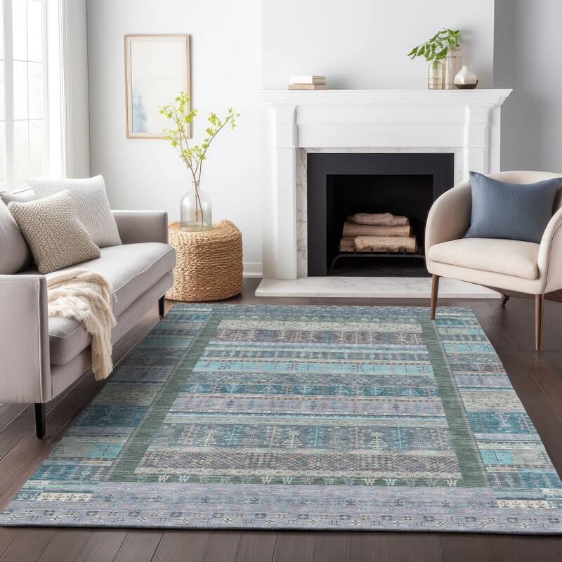 Machine Washable Indoor/Outdoor Global Kilim Chantille Rug