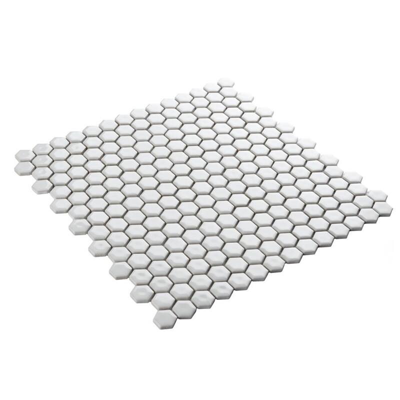 Merola Tile Colmena Hex Glossy White 11-1/2" x 11-5/8" Porcelain Floor and Wall Tile