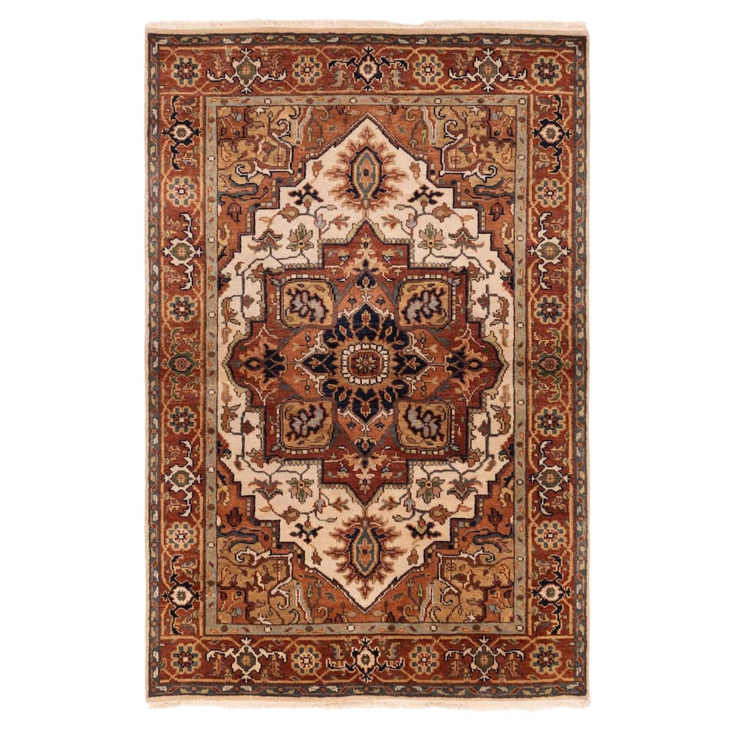 ECARPETGALLERY Hand-knotted Jules Sultane Ivory Wool Rug - 4'0 x 5'11