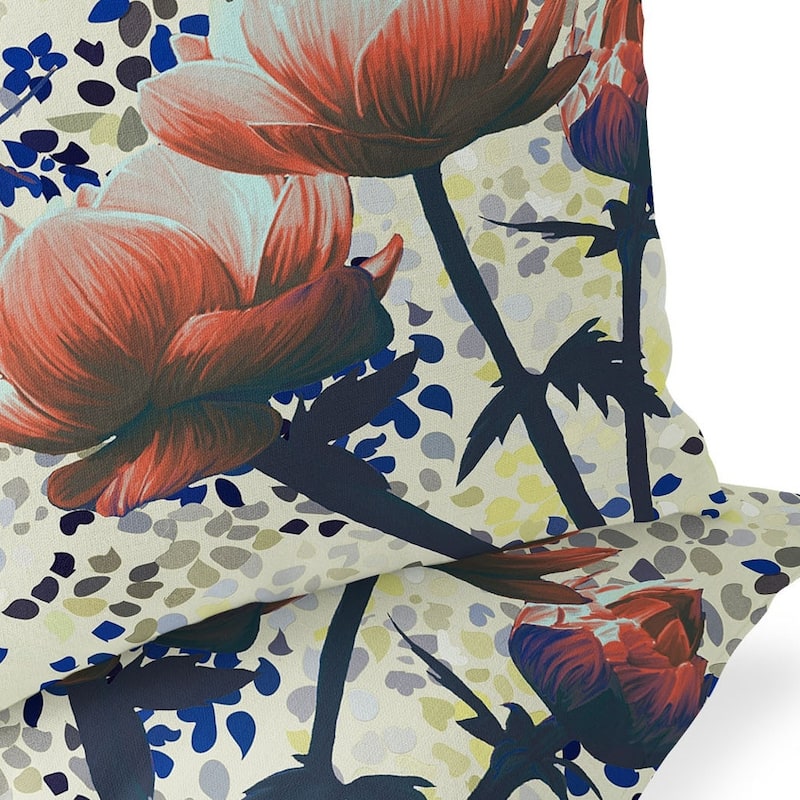 HomeRoots Set of Two 16" X 16" Green and Yellow Butterfly Blown Seam Floral Indoor Outdoor Throw Pillow