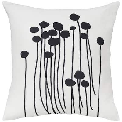 Decorative White Carlie Floral 22-inch Feather Down Fill Throw Pillow