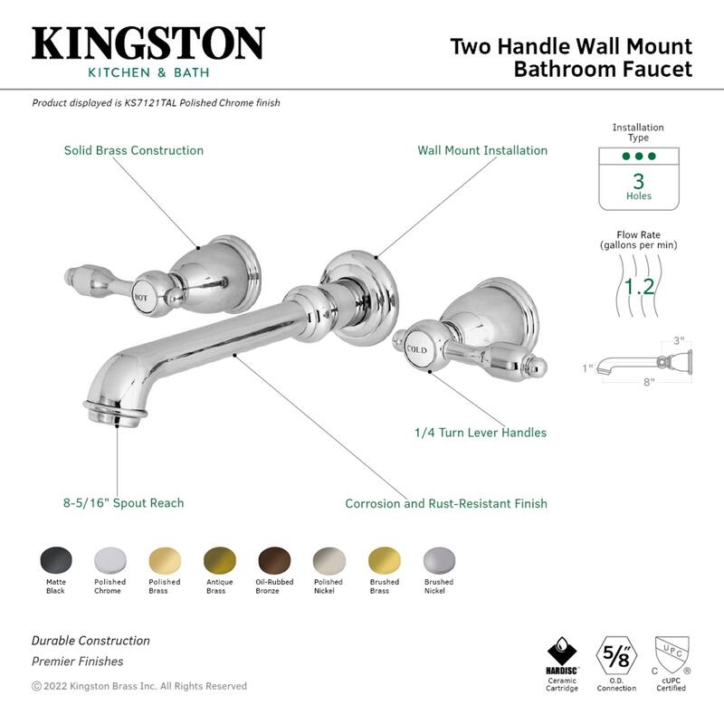 Tudor Two-Handle 3-Hole Wall Mount Bathroom Faucet