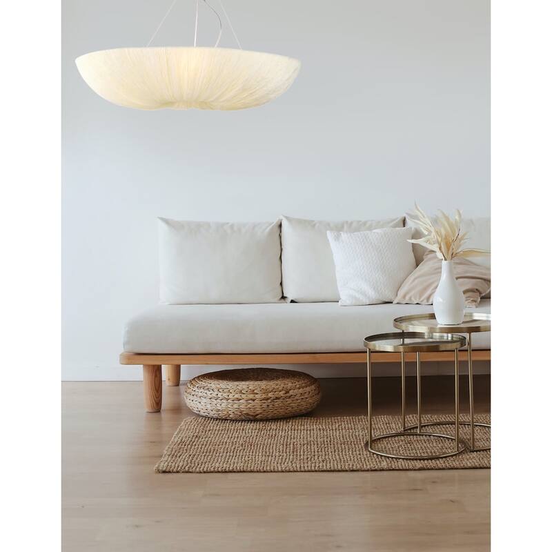 4-Light Chrome Chandelier With A White Fabric Shade