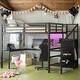 preview thumbnail 12 of 21, Full /Queen Size Metal Loft Bed with L-shaped Desk,USB,Wardrobe,LED Queen