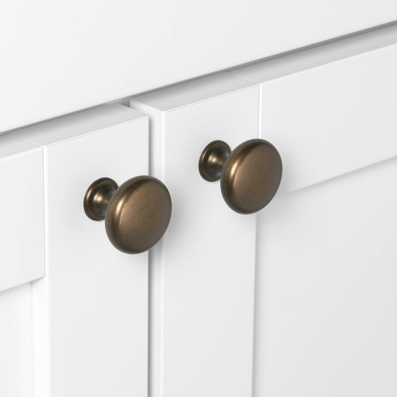 GlideRite 5-Pack 1-1/8 in. Antique Round Solid Cabinet Knobs