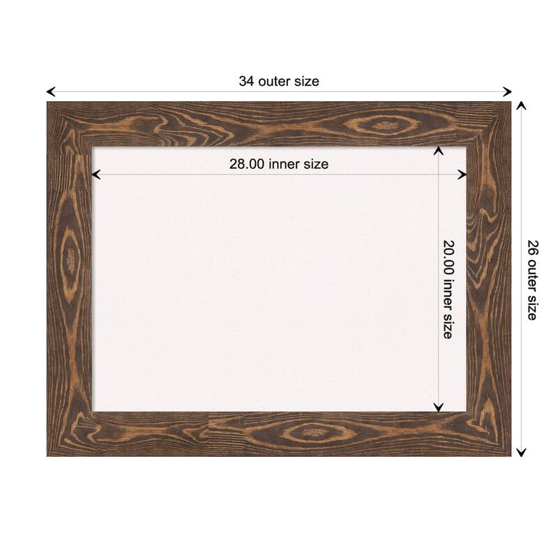 Bridge Wood Framed White Corkboard Bulletin Board - Bridge Brown - Board Size 28x20