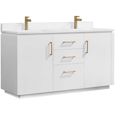 Miseno MV-SAN60M-GW-NM San 60" Free Standing Double Basin Vanity Set