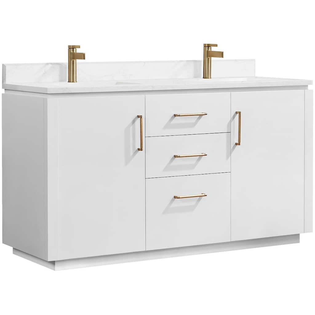 Miseno MV-SAN60M-GW-NM San 60" Free Standing Double Basin Vanity Set