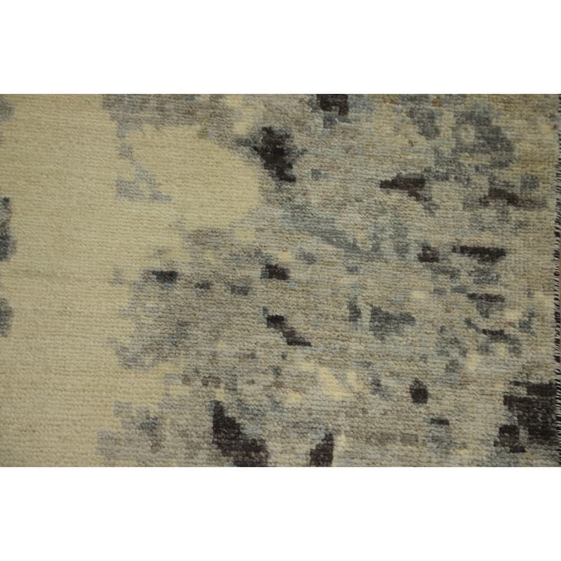 Hand Knotted Oriental 100% Wool Carpet Modern Abstract Greys & Charcoal Modern Area Rug - 7' 9'' X 4' 10''