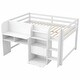 preview thumbnail 19 of 20, Full Size Low Loft Bed with Built-in Desk, Storage Cabinets, Open Bookcase, and Whiteboard for Graffiti