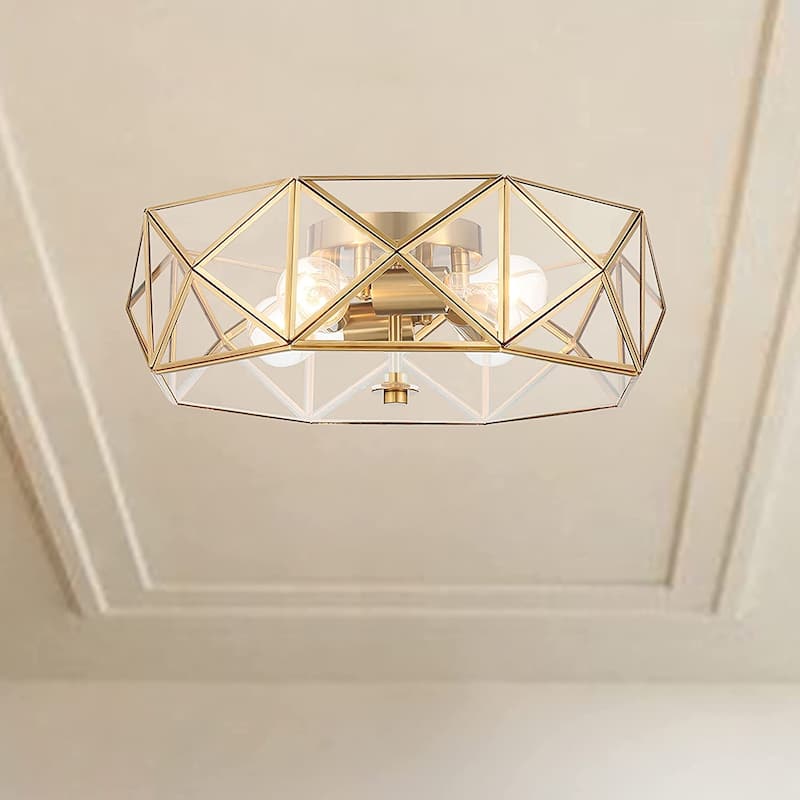 4 - Light 16.93" Unique/Statement Geometric Flush Mount - 5.91"H x 16.93"W x 16.93"D