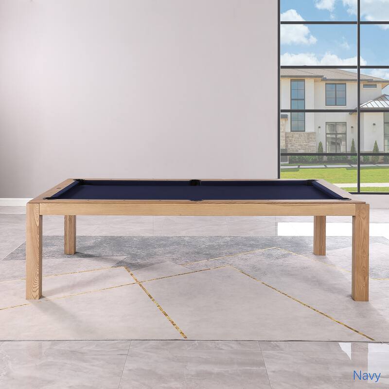 Olivia 8ft Vintage Ash Billiard Slate Pool Table with Dining Top - Brown/Blue