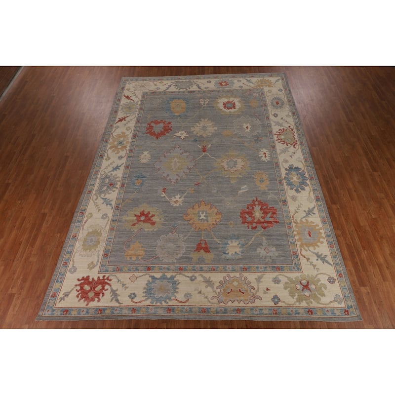 Oushak Turkish Large Area Rug Handmade Vegetable Dye Wool Carpet - 10'0"x 14'0"