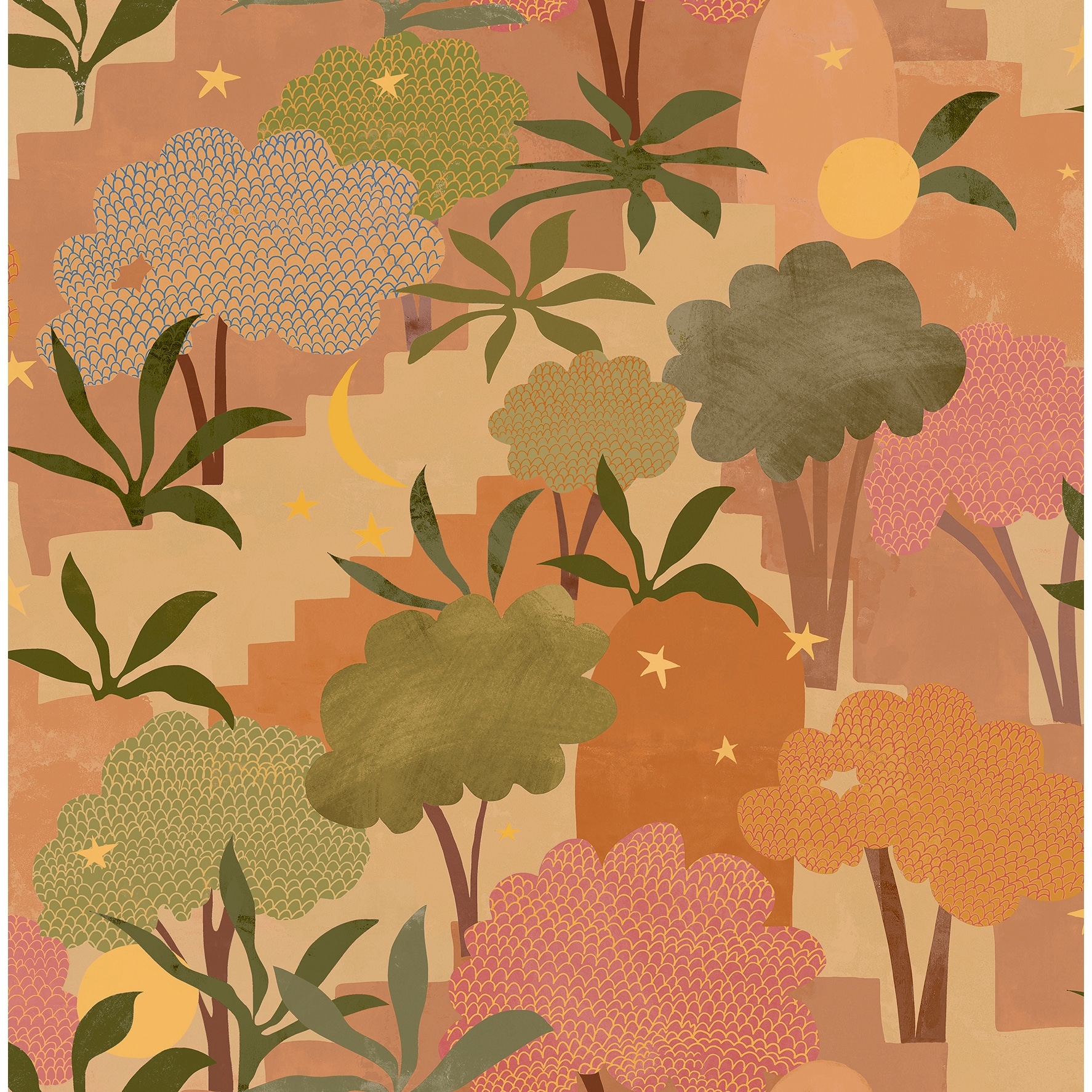 Alja Horvat Terracotta Bohemian Walk Peel & Stick Wallpaper - Bed