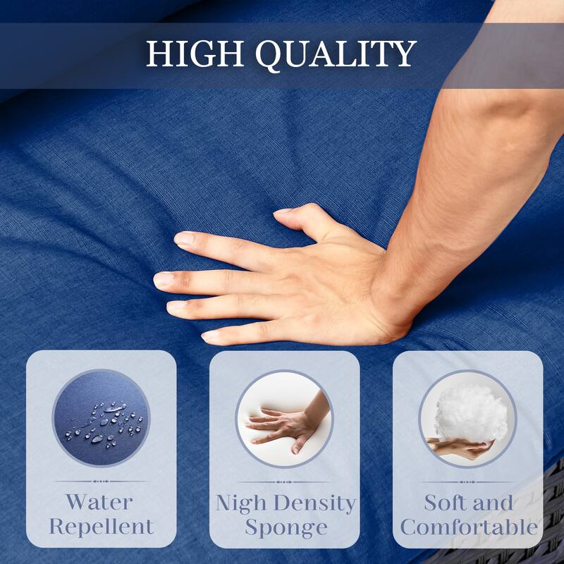 7 Pieces Rocker Chairs Sofa Coffee Table and Ottomans