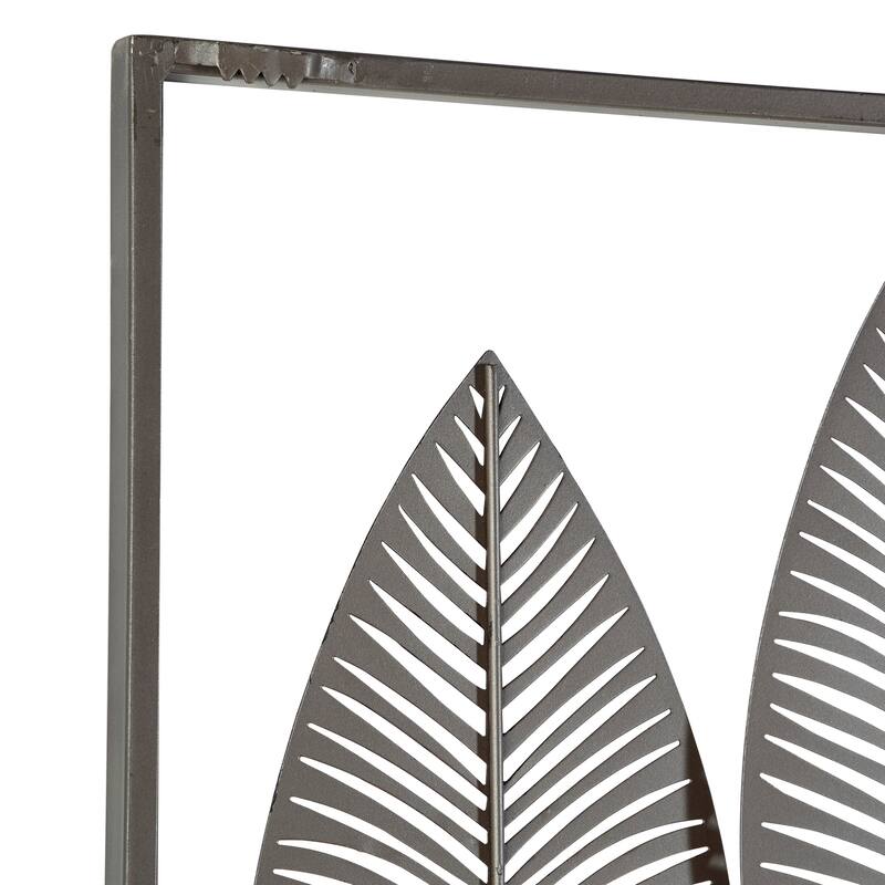 Contemporary Metal Tall Cut-Out Leaf Wall Decor with Intricate Laser Cut Designs - Bronze, Gray, Brass