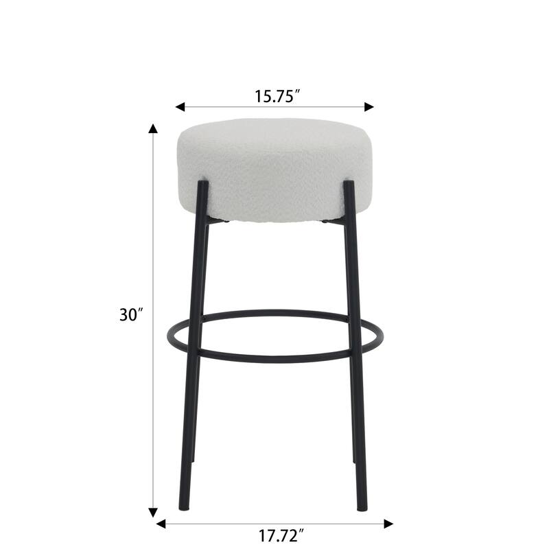 30" Round High Bar Stools Set of 2, Contemporary Upholstered Sturdy Hardware Support Legs