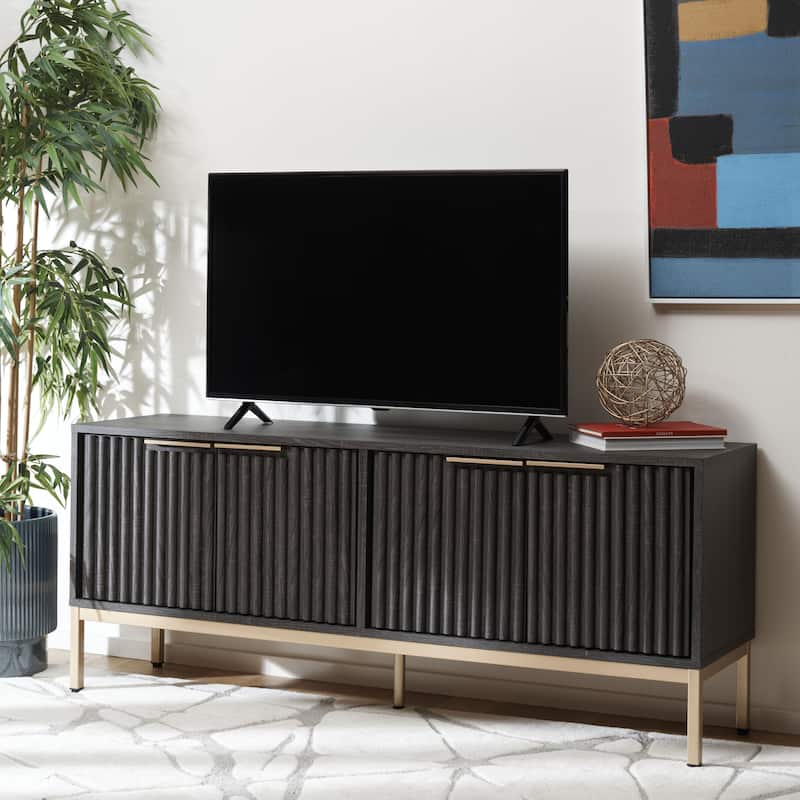 SAFAVIEH Lylia 4-Door Entertainment Media Stand (Fits up to 65" Flatscreen TV) - 60.8 in. x 17.7 in. x 24.6 in.