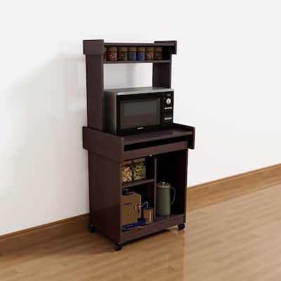 Microwave Cart with Gliding Shelf and Locking Castor Wheels