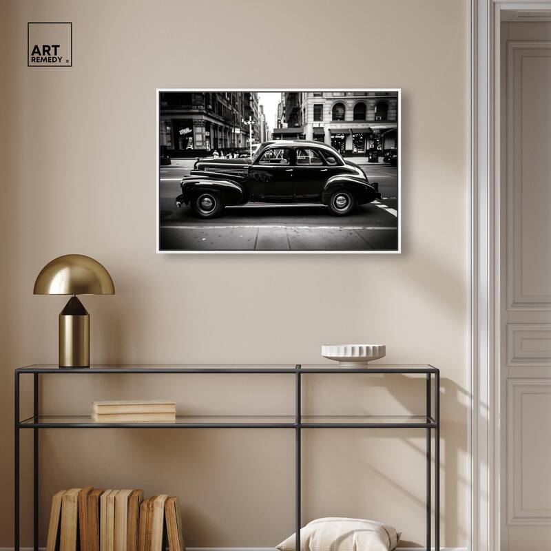 Vintage Car in New York Canvas by Art Remedy