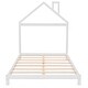 preview thumbnail 3 of 9, White Full Size Full Size House Bed with Trundle and Roof for Children