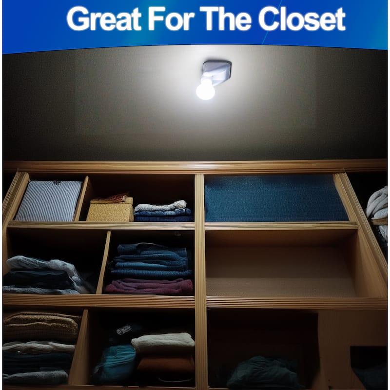 Wireless Battery LED Light Bulb 4pc - Portable, Cordless Stick Anywhere Light w/ Pull String & Slide Base - white - regular