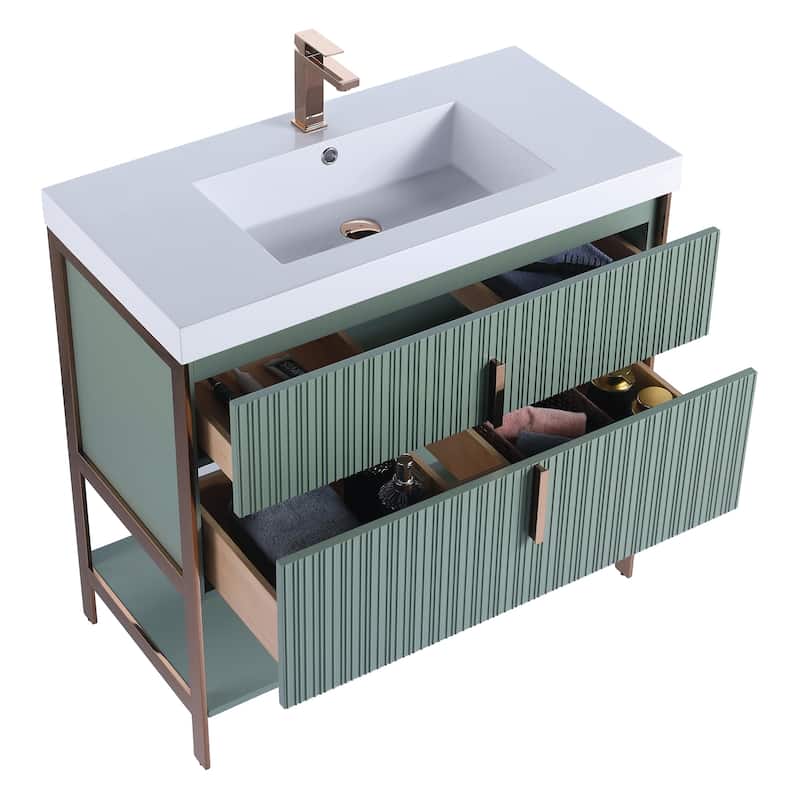 Fine Fixtures Serenity Modern Bathroom Vanity with White Gel Acrylic Top