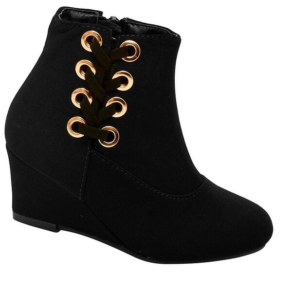 girls black wedge boots