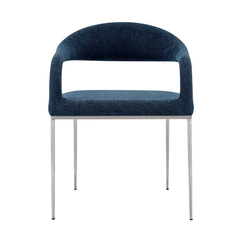 Metal Dining Armchairs with Polyester Upholstery Open Back, Set of 2 - 22” x 21” x 30” (D x W x H)