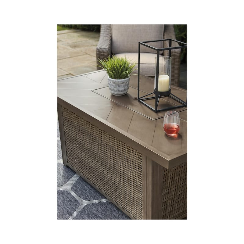 Beachcroft Outdoor Rectangular Fire Pit Table - 58" W x 30" D x 25.13" H