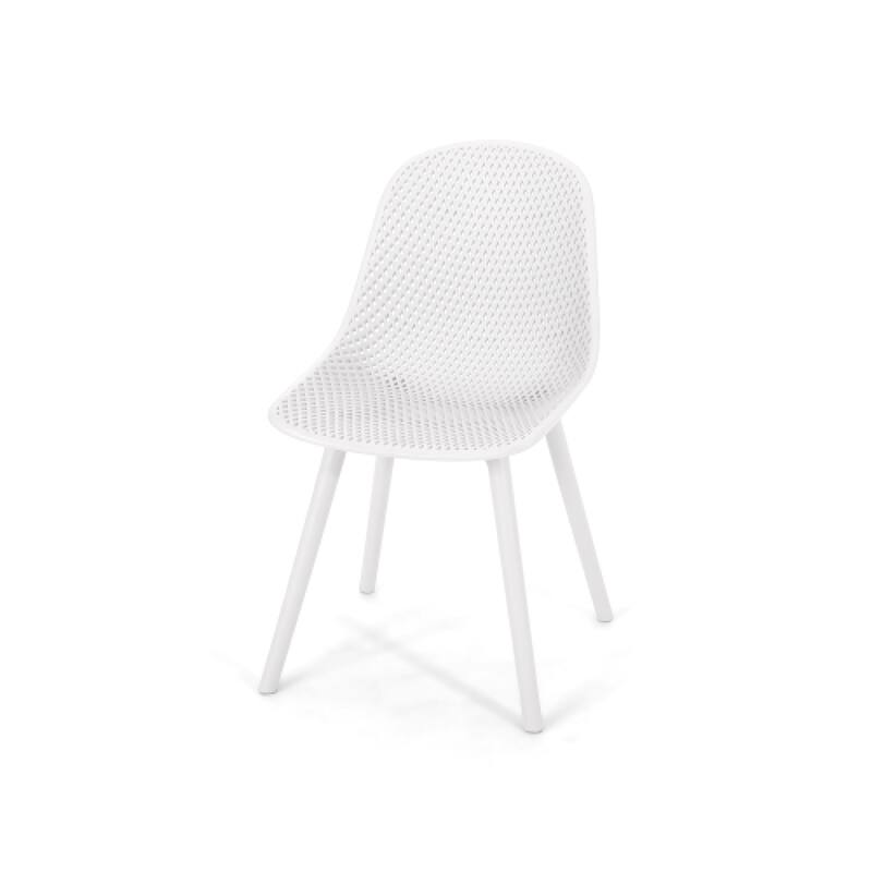 Roomfitters Modern Perforated Dining Chairs (Set of 4), Sleek Lightweight Design for Indoor Outdoor Spaces