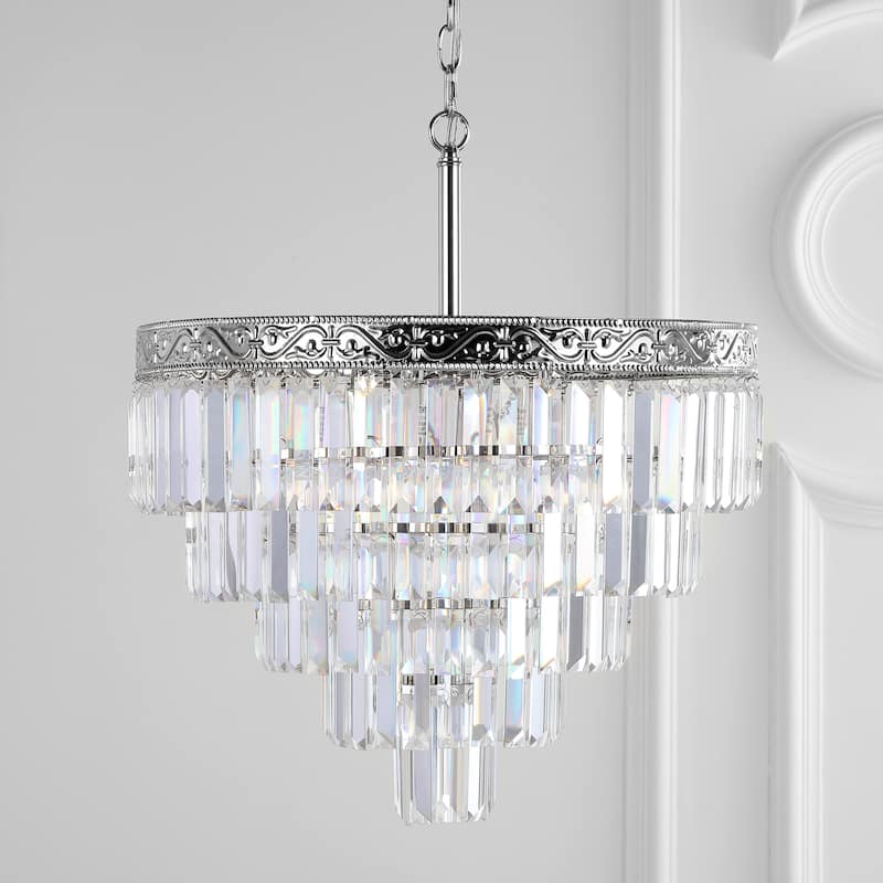 Gaines Crystal LED Chandelier, Polished Nickel/Clear by JONATHAN Y
