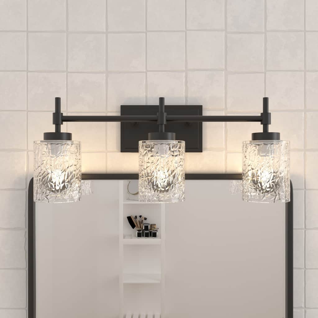 Acroma Dimmable Bathroom Vanity Light with Water Ripple Clear Shade