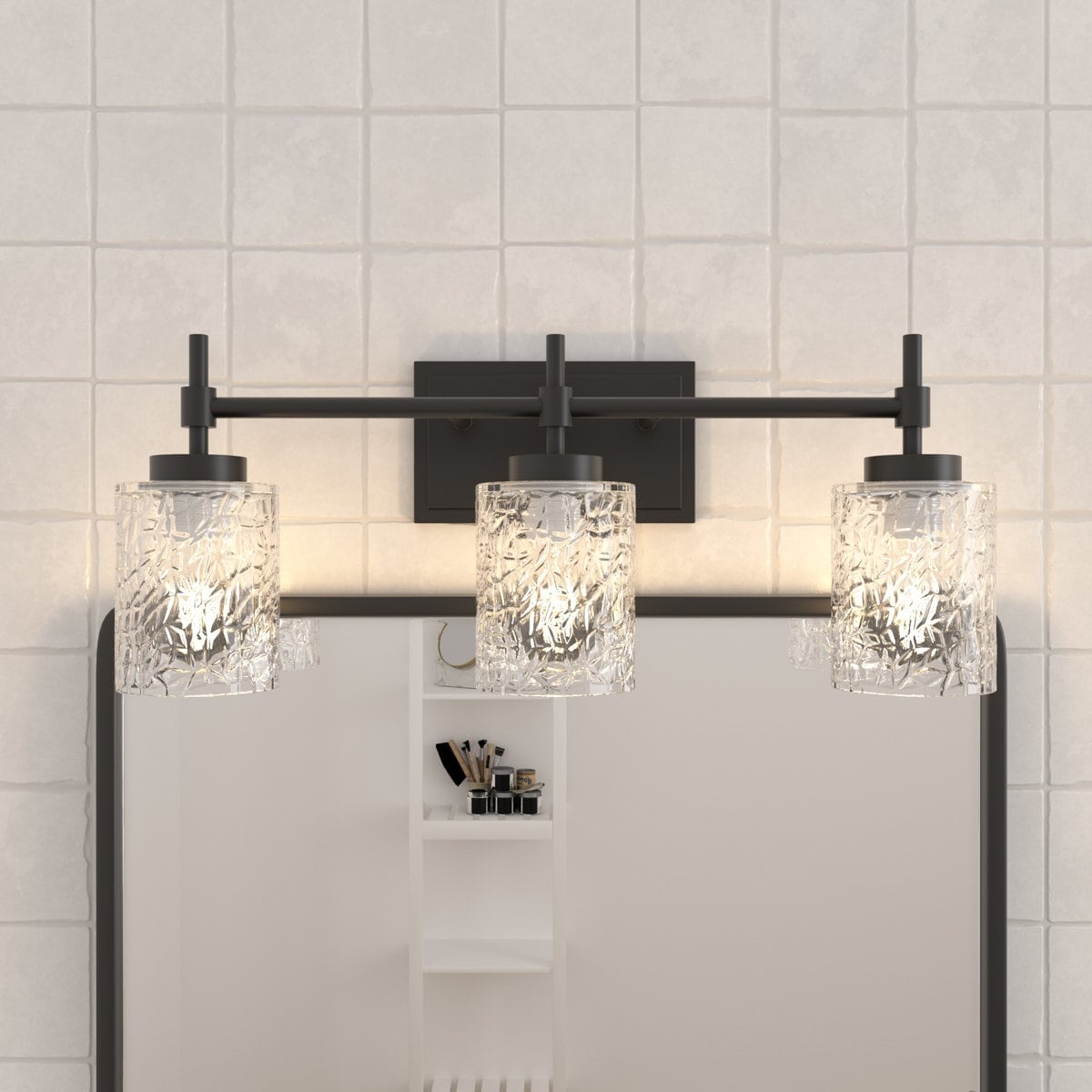 Acroma Dimmable Bathroom Vanity Light with Textured glass shade