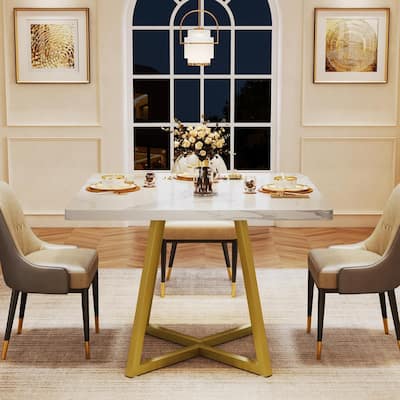 Square Dining Table for 4, 31.5" Industrial Dinner Table for Small Space