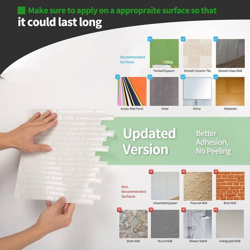 Peel and Stick Tile for Kitchen, Self-Adhesive Kitchen Backsplash, Vinyl Decorative Tiles (10 Tiles)